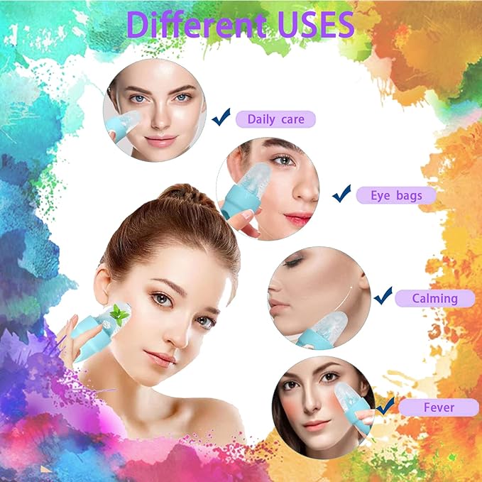 Ice Roller for Face and Eye, Ice face roller,Gua Sha Facial Tools, Facial ice roller, Skin Care Tools,Ice mold for face… (blue-eyes)