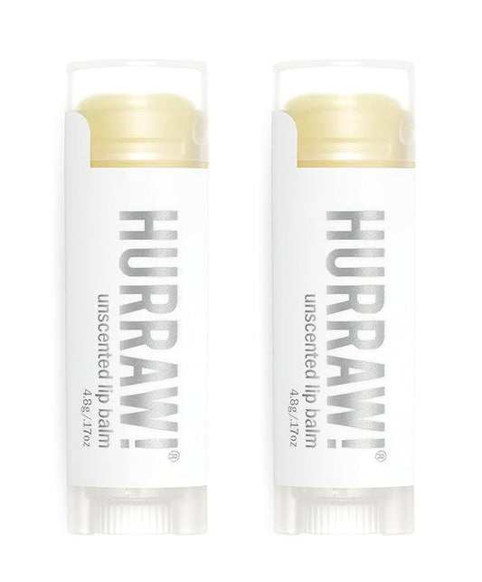 Hurraw! Unscented Lip Balm, 2 Pack: Organic, Certified Vegan, Cruelty and Gluten Free. Non-GMO, 100% Natural Ingredients. Bee, Shea, Soy and Palm Free. Made in USA