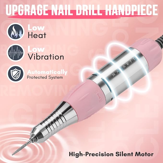 Makartt Nail Drill - Portable Electric Nail File Machine Geneviere E File Pink JD700 Professional 30000RPM Manicure Drill for Acrylic Nails Poly Nail Gel Polish Beauty Gift