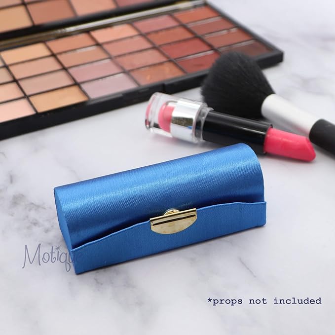 Motique Accessories Solid Satin Ladies Lipstick Case With Mirror Purse Holder Set of 6 (Royal)