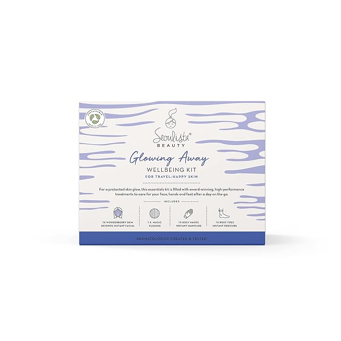 GLOWING AWAY Gifting Bundle | SKIN DEFENCE Sheet Mask | Rosy Toes - Foot Mask Instant Pedciure | Rosy Hands - Hand Mask Instant Manicure| Magic Cleanse™ Eco-friendly Cleansing Tool