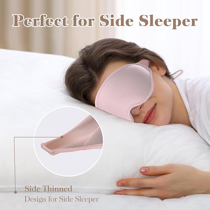 3D Cooling Eye Mask Sleep Mask for Men & Women, 100% Pressure-Free & Light Block-Out Eye Mask for Sleep with Easy Adjustable Strap, Night Eye Cover for Travel, Pink