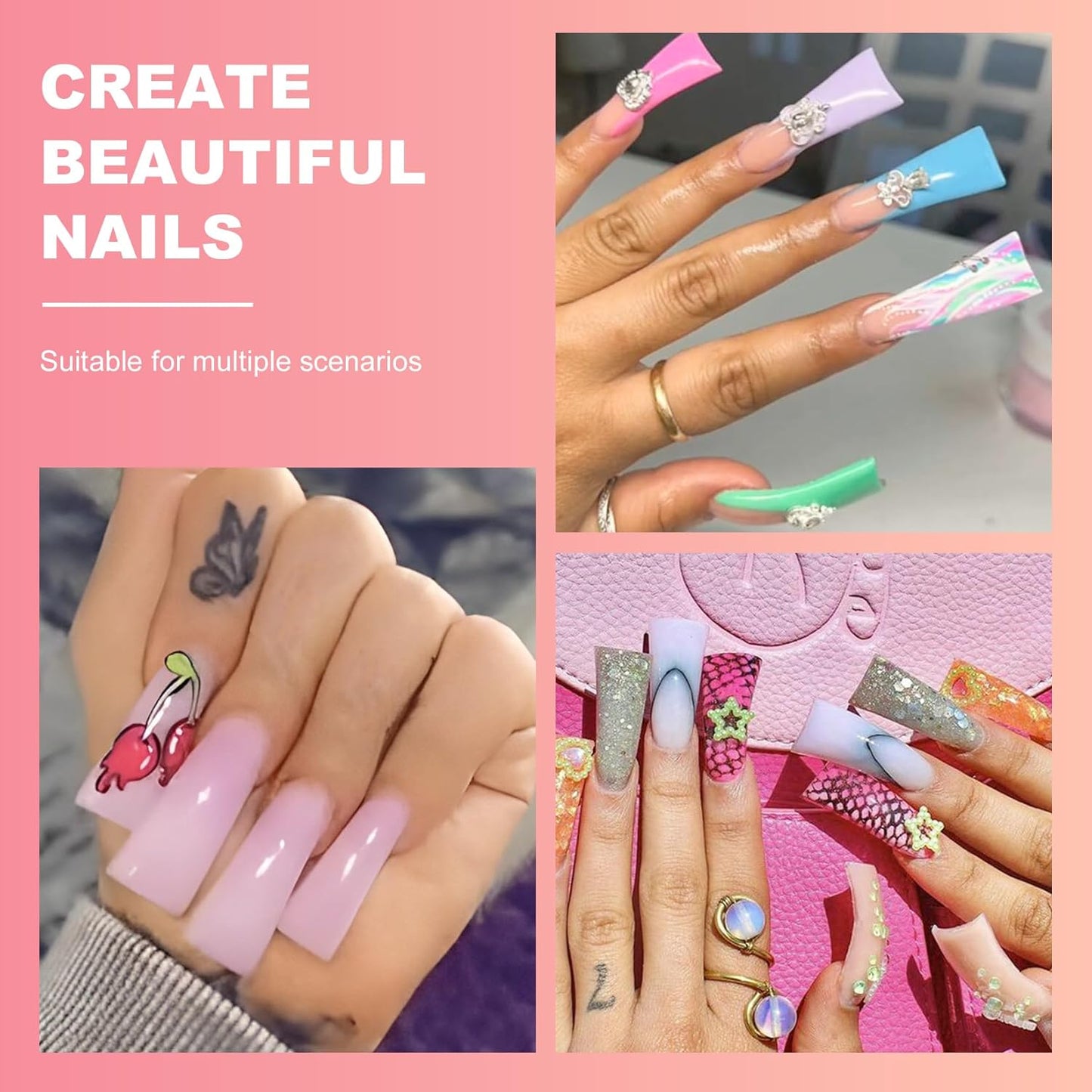 Ranrose Duck Nail Tips - 120pcs Extra Long Duck Feet Style Full Cover False Nail 12 sizes XXL Clear Press on Nail for Acrylic Nails Professional Y2K Nail Salon