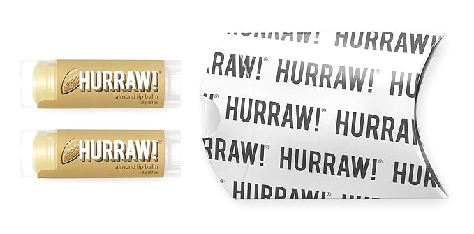 Hurraw! Almond Lip Balm, 2 Pack: Organic, Certified Vegan, Cruelty and Gluten Free. Non-GMO, 100% Natural Ingredients. Bee, Shea, Soy and Palm Free. Made in USA