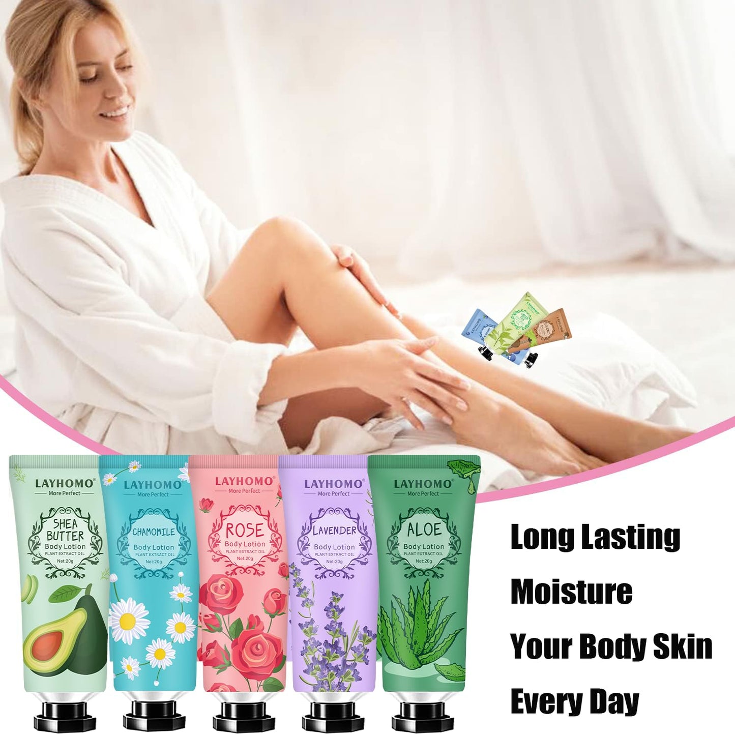 20 Pack Mini Body Lotion Gift Bulk for Dry Skin,Travel Size Small Body Cream With Shea Butter Natural Fragrance Moisturizing Body Lotion for Women Men,Stocking Stuffers Christmas Thank You Gift