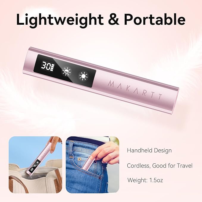 Makartt Handheld UV Nail Lamp with Painless Mode: Portable Flash Cure Lamp for Fast Curing Gel Polish Nails Tips & Glue Rechargeable USB Nail Art Light with LCD 3 Timer for Home Salon Use