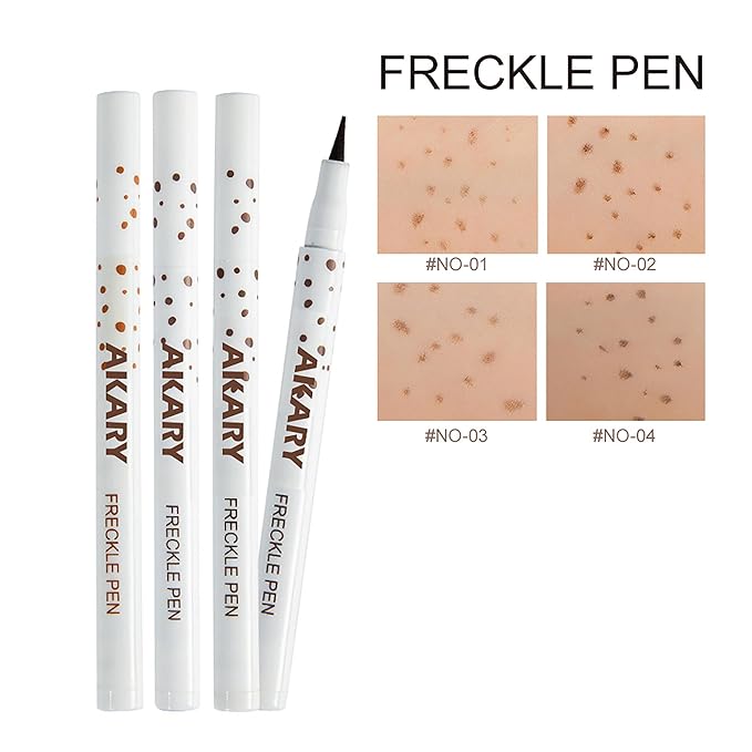 AKARY Freckle Pen Professional Lifelike Face Concealer Point Out Natural Waterproof Longlasting Soft Artificial Freckles Fine Makeup Freckle Pen Life Face Decoration (#02 Natural coffee)