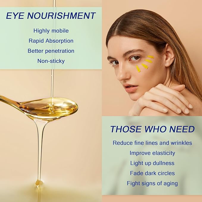 Eye Serum for Dark Circles, 5% Caffeine Under Eye Cream for Wrinkles, Morning Puffiness and Fine Lines, Deeply Repairs the Muscles Around the Eyes with 360°Massage Ball, 0.5 Fl Oz