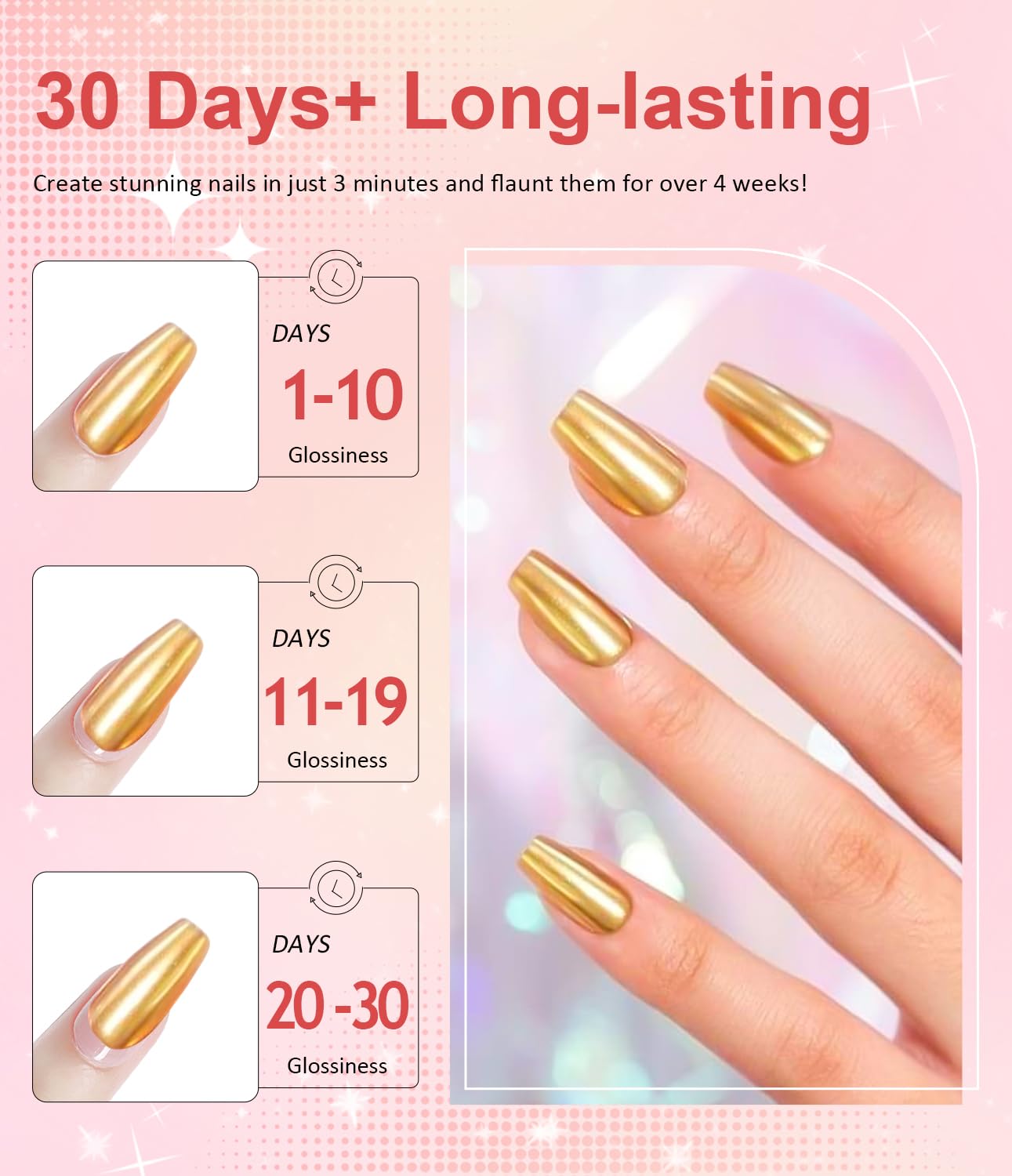 Gold Chrome Nail Powder BISHENGYF -【Magic Mirror Effect】 Pearl Chrome Nail Powder White Clear Aurora Mermaid Iridescent Nail Chrome Powder Pigment Glitter Dust for Manicure Decoation DIY