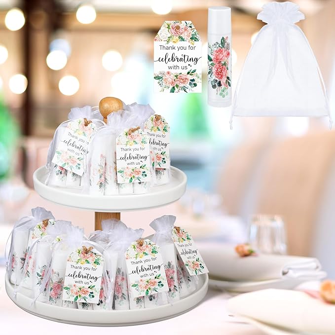 100 Pack Thank You Gifts Lip Balm Bulk Party Supplies Employee Appreciation Gifts for Guests Wedding Bridal Shower Bachelorette Gifts Baby Shower Favors for Coworkers Women Homeless Nurse