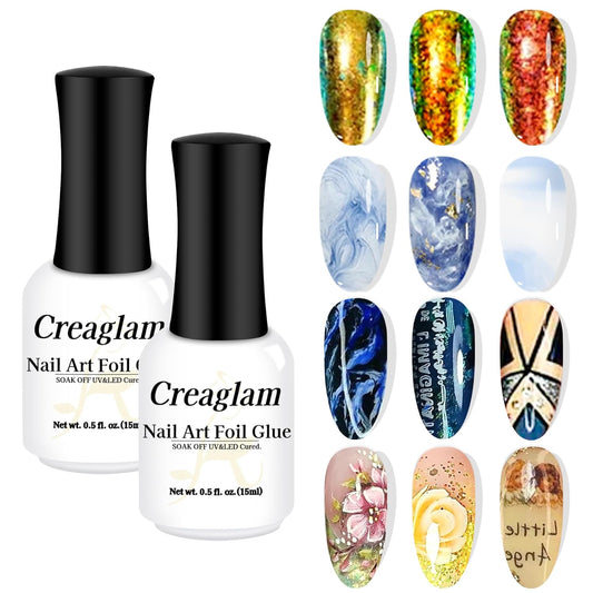 Nail Foil Glue Gel: 2Pcs Nail Art Foil for Foil Stickers Transfer Gel - 15ML Transfer Art Manicure DIY Enthusiasts Required LED Lamp Soak Off