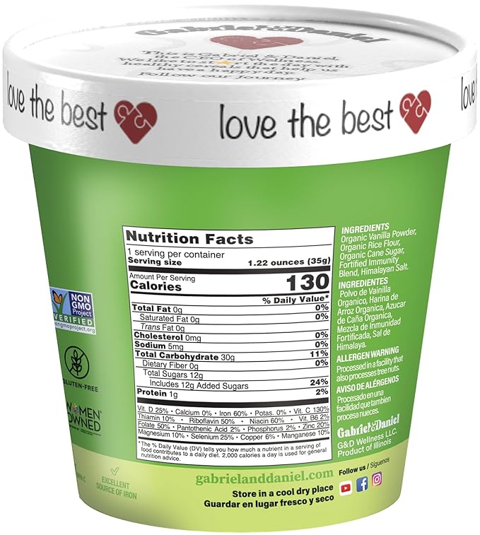 Gabriel & Daniel Creamy Rice Hot Cereal Cup – Non-GMO, Pure and Organic Gluten Free Cereal – Rich in Iron & Essential Nutrients for a Nourishing and Instant Breakfast – Quick & Easy Meal (Pack of 12)