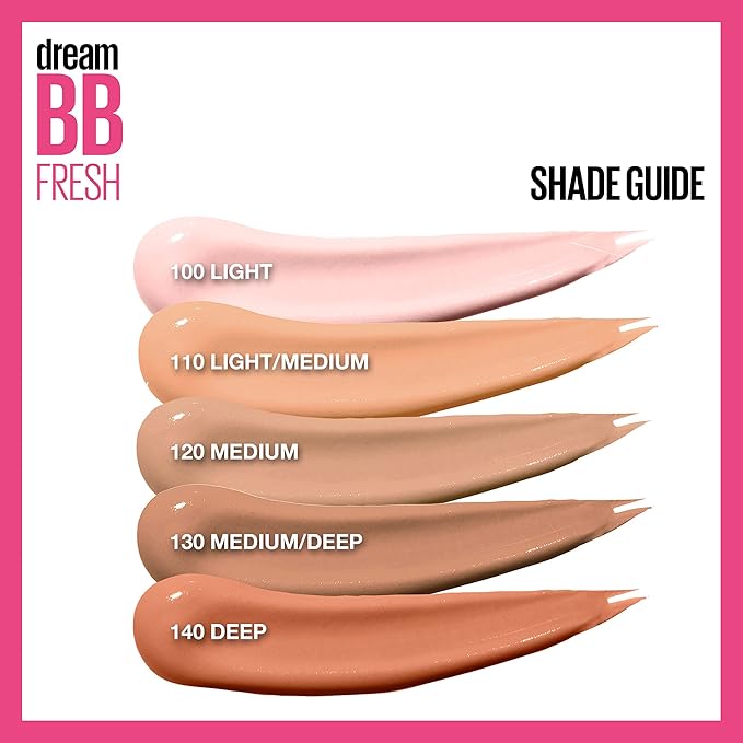 Maybelline Dream Fresh Skin Hydrating BB cream, 8-in-1 Skin Perfecting Beauty Balm with Broad Spectrum SPF 30, Sheer Tint Coverage, Oil-Free, Light/Medium, 1 Fl Oz