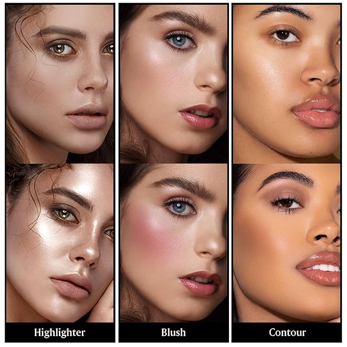 3Pcs Cream Contour Stick Makeup Kit - Cream Blush Stick Highlighter Stick Contour Bronzer Stick for Cheeks, Waterproof Long Lasting Blendable, Contour Stick Trio for Face Makeup (#01, 03, 04)