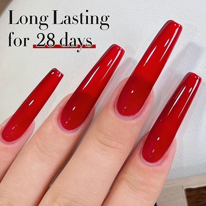 Double Rhythm 0.50 OZ Translucent Gel Polish Same Color Same Bottle Sheer Pastel Neutral Natural Milky 15 ML Jelly UV Nail Art DIY at Home (Burgundy Red-A1485)