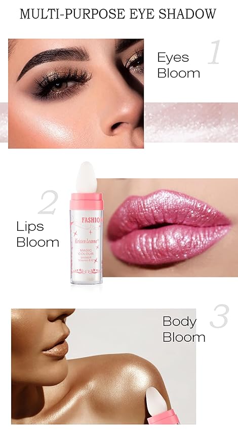 AKARY Shimmer Highlighter Powder, Fairy Polvo De Hadas Highlighter Powder & Blush Stick, Instant Glow Luminizer Duo, Glitter Body Face Hair High Gloss Stick, Sparkle Smudge-Proof Highlighter Stick Party Makeup (C-#01)