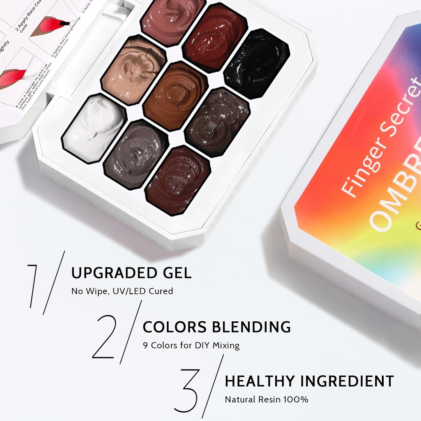 Sponge Pat Paint Nail Gel & Tools Kit, 9 Colors Ombre Nails Gradient Gel Nail Blush Blooming Aura Nails Drawing Stripper Floral Painting Nail Art, No Wipe, UV/LED Curing (9 Colors Set F)