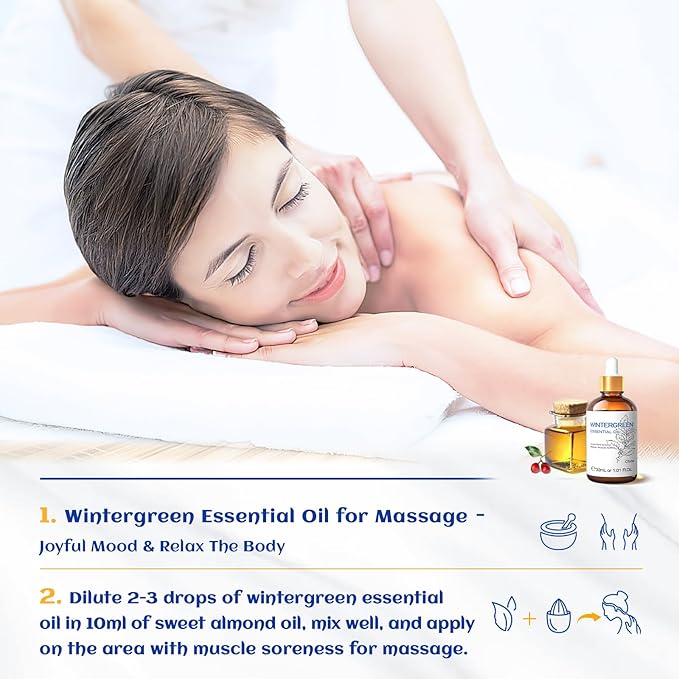 HIQILI 1 Fl Oz Wintergreen Essential Oil, 100% Pure Natural for Skin, Diffuser - 30ml