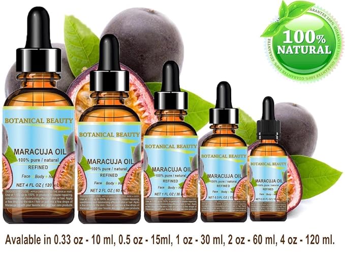 MARACUJA OIL 100% Pure Natural Cold Pressed Undiluted for Face, Skin, Hair, Body, Lip, Nails 0.5 Fl.oz.- 15 ml Rich in Vitamin C