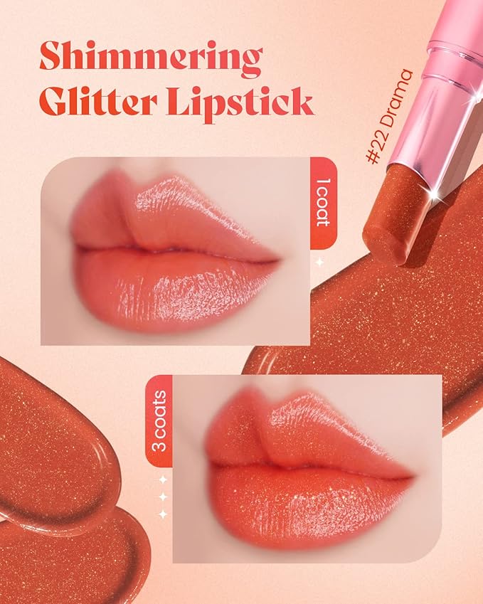 AMTS Tinted Lip Balm - Drama | Hydrating Glitter Lipstick | Pearl Shimmering Daily Lip Makeup for dry, cracked, chapped lips | korean beauty Moisture Lip Tint