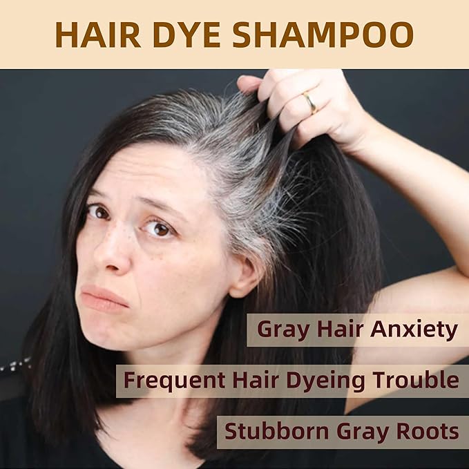 Hair Dye Shampoo 3 in 1 for Gray Hair Coverage,Argan nut Natural Shampoo Hair Dye for Women & Men/Ammonia-Free 500ml(Dark Brown)