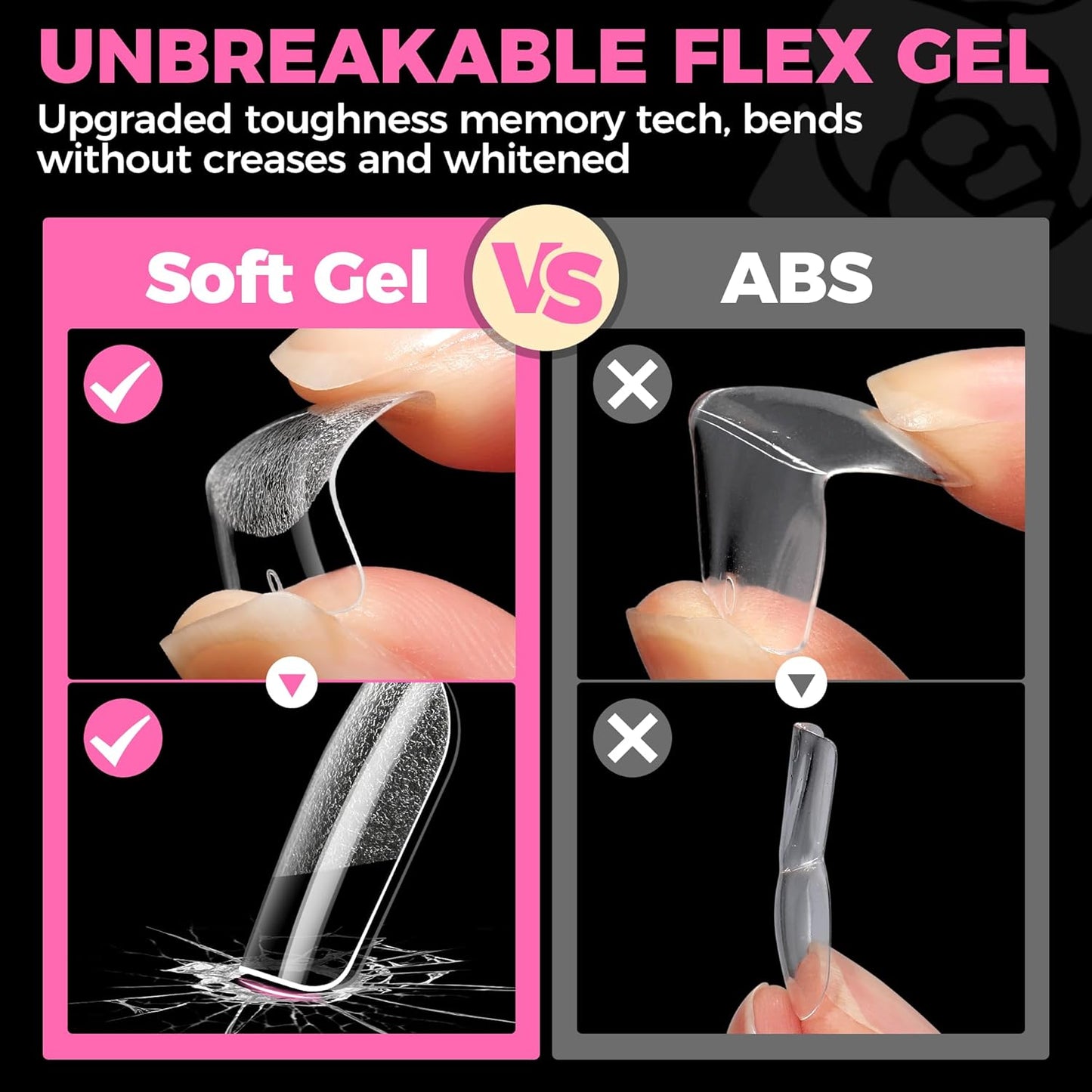 UNA GELLA Extra Short Nail Tips: 504pcs Square Fake Nails Pre-shape XS Short Square Press on Nails Gel Tips Full Cover Acrylic Nails False Nails for DIY Salon 12 Sizes