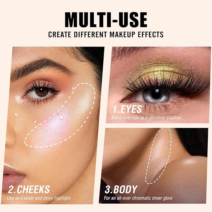 Highlighter Makeup Palette Shimmer Contour Palette Powder for Brighten Face Contour Gold Cheek Highlight Makeup, Long Lasting Highlighter Powder with Mirror for Illuminator Makeup (BEIGE GOLD)