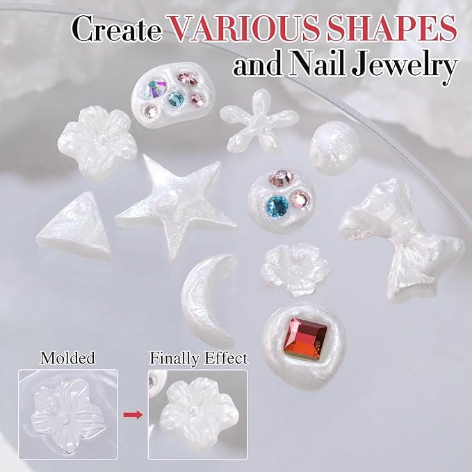 Double Rhythm 3D Nail Gel Pearl Solid Sculpting Gel for Nail Art Non-Sticky Hard Gel for Building Carving Molding Nail Extension Soak Off UV/LED Nail Art Salon Home DIY 0.5 Oz (Silver-Silk 01)