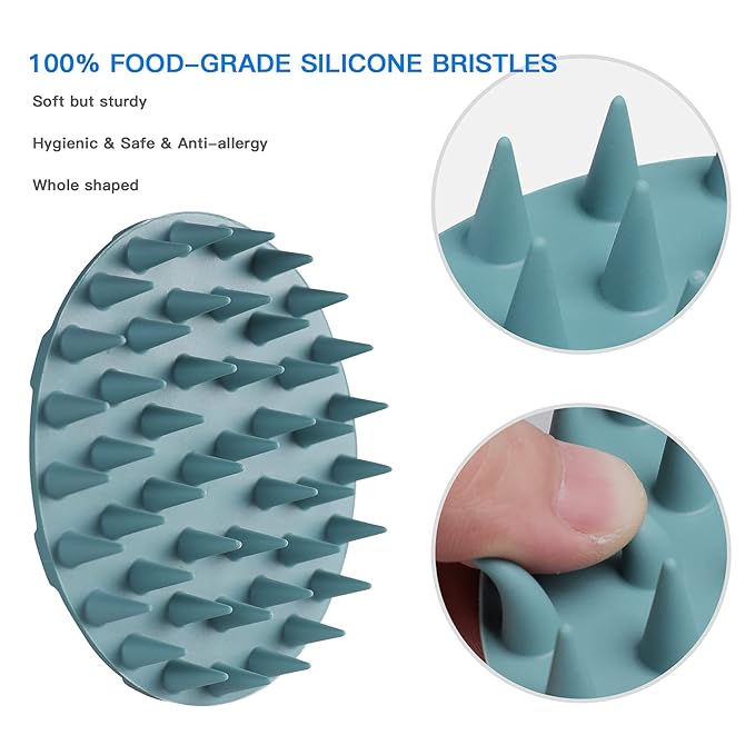 INNERNEED Scalp Massager Shampoo Brush, Wet & Dry Manual Scalp Care Head Scrubber Hair Washing, Soft Silicone Bristles, for Hair Growth, Dandruff Removal (Pack of 4)