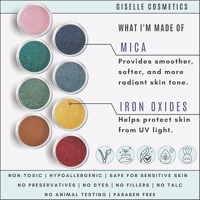 Ice Cream Love Mineral Powder Organic Makeup Kit - Loose Pigment Eyeshadow, Glitter Eyeshadow, Copper Eyeshadow Palette, Non-Toxic Shimmer Eye Shadow, Talc-Free Eyeshadow