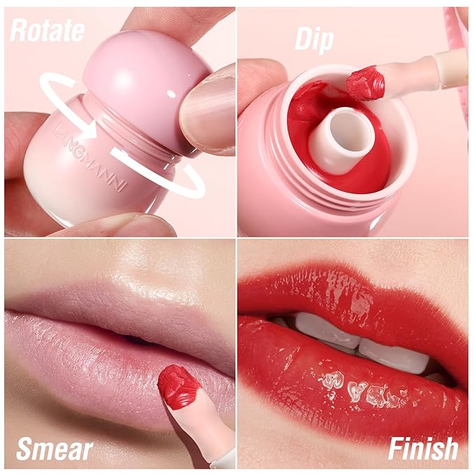 Glow Lip Balm Lipstick Long-Lasting Plumps Moisturizing Lip Gloss Lip Oil Mushroom Jar,Day & Night Lip Repair Hydrating Lip Mask Nourish & Hydrate Not Sticky Tinted Lip Balm (1# PINK)