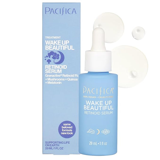 Pacifica Retinol Serum for Face - Wake Up Beautiful Retinoid Night Face Serum - Anti-Aging Skin Care & Skin Brightening - Retinol, Collagen & Antioxidants Vegan & Cruelty-Free Dermatologist Tested