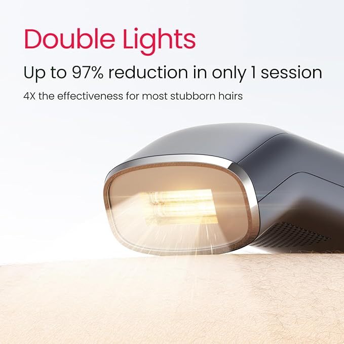IPL Laser Hair Removal for Men, Dual Lights 100W, 35°F Sapphire Ice-Cooling, Quadruple-Pulse PHR Mode for Stubborn Hair, at Home Hair Removal Device for Armpits, Chest and Leg