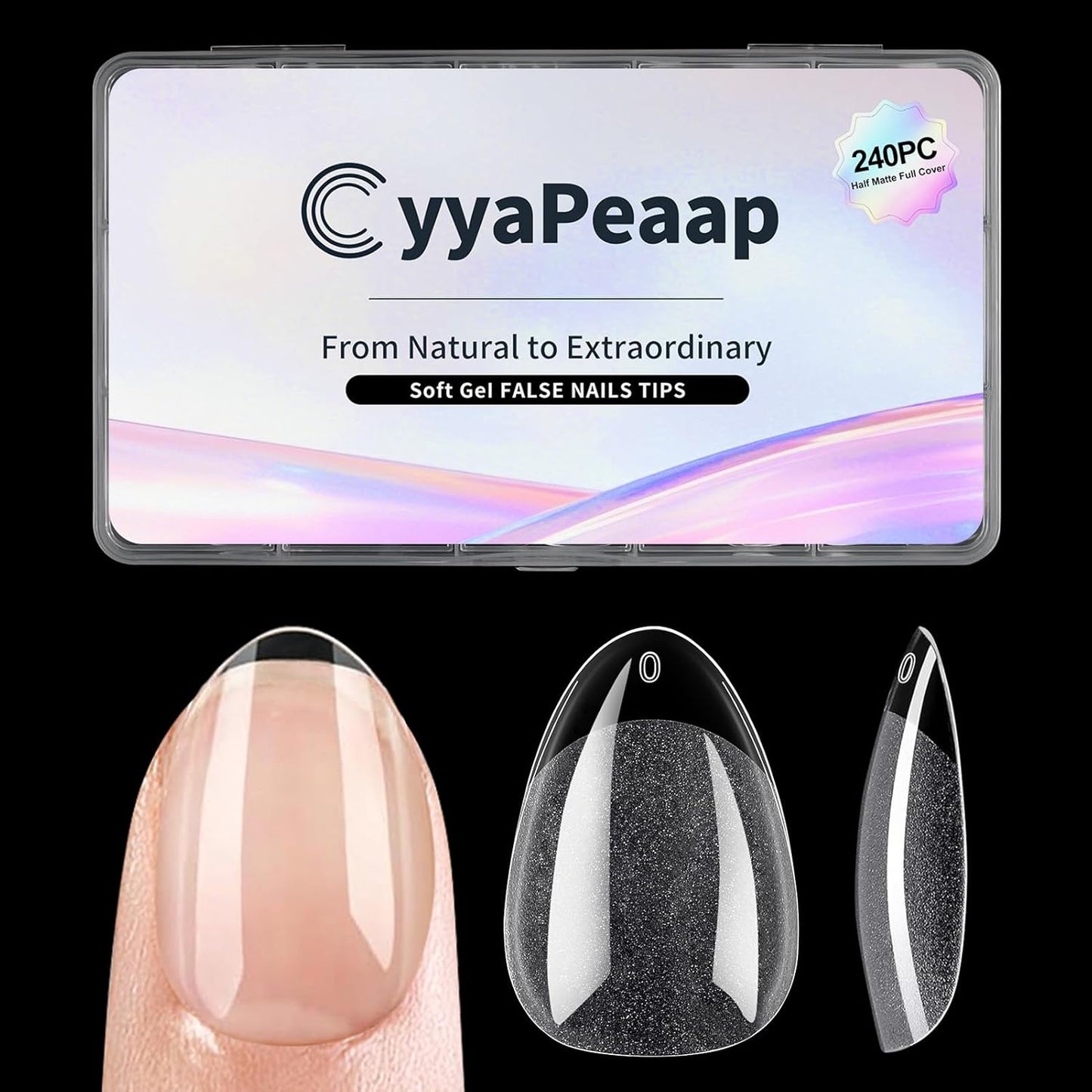 Almond Nail Tips Extra Short Soft Gel Nail Tips 240Pcs Short Almond Shaped Full Cover Nails Tips Half Matte Gelly Press on Fake Nails Tip for Acrylic Nail Tip Extension Home DIY & Salon Nails 12 Sizes