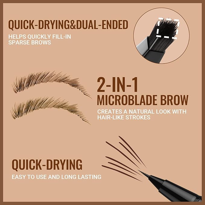 iMethod Eyebrow Pen - Eyebrow Pencil,2-in-1 Eyeliner Dual-Ended Microblading Eyebrow Pencil Long Lasting Waterproof Hair-Like Brow Pencil,with Eyebrow Brush,Eyebrow Pencils for Women,Grey