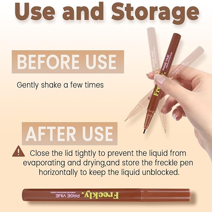 Freckle Pen,2 PCS Faux Freckle Stamp Waterproof,Fake Face Freckles Stain Makeup Long Lasting Quick Dry,Natural Lifelike Soft Dot Freck Pen 2PCS-03 Dark