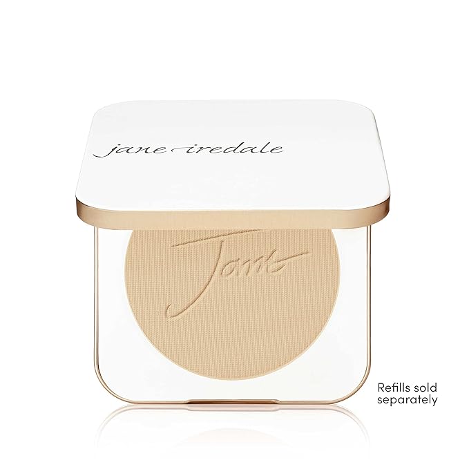 jane iredale Refillable Compact | Aluminum Shell & Magnetic Closure | Interior Mirror for On-The-Go Use | Compatible with all Powder Refills | White