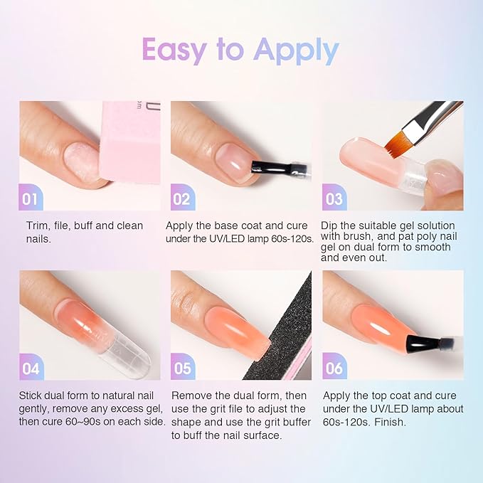 ROSALIND 38PCS Poly Nail Gel Kit with Mini Nail Lamp Glitter Brown Poly Extension Gels Kit Nude Pink Poly Gels Set