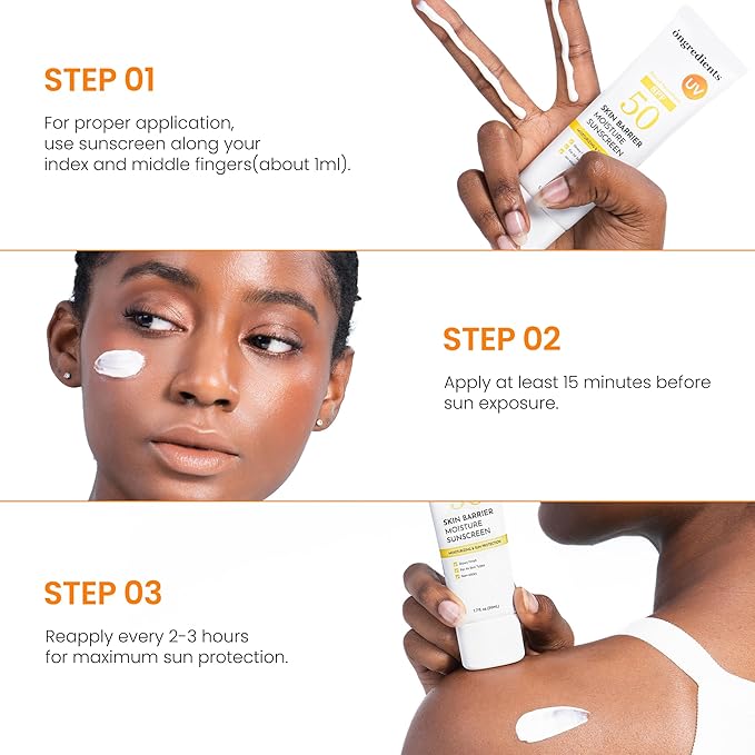 ONGREDIENTS Skin Barrier Moisture Sunscreen Broad Spectrum SPF 50, Glowy Finish, Non-Sticky, No White Cast, Hydrating, Moisturizing, Airy Texture, Korean Skin Care, All Skin Types (1.7 fl. Oz)