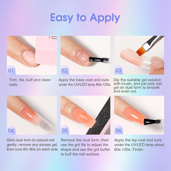 ROSALIND 28 Colors Poly Nail Gel Kit With Mini Lamp - Clear Neon Starter Kit for Beginners, Halloween, Spring, Summer With Everything