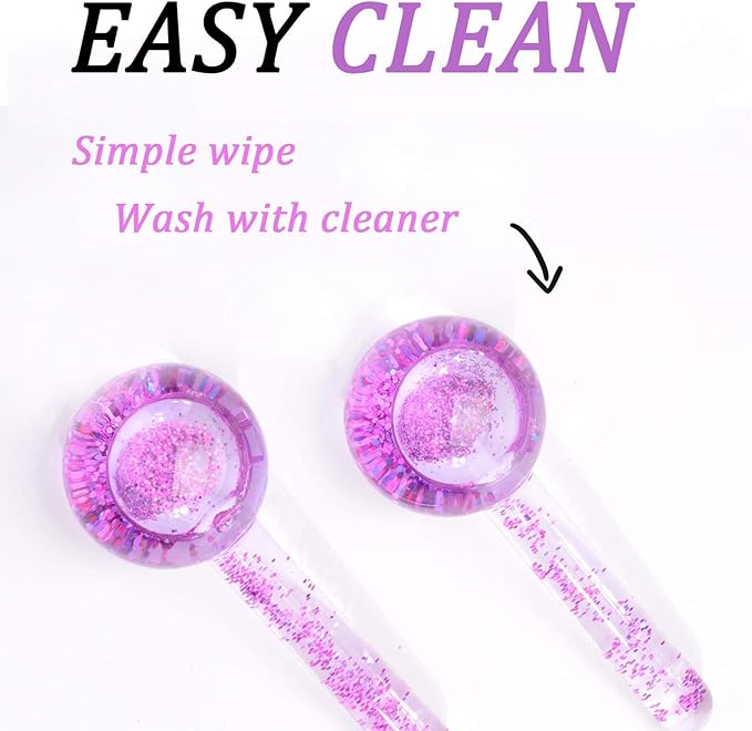 ICE Beauty Balls for Facial, 2PCS Purple Facial Roller for Cold Facial Massage Face Roller Balls with Anti-Freeze Liquid to Reduce Puffiness, Pores, Wrinkles…