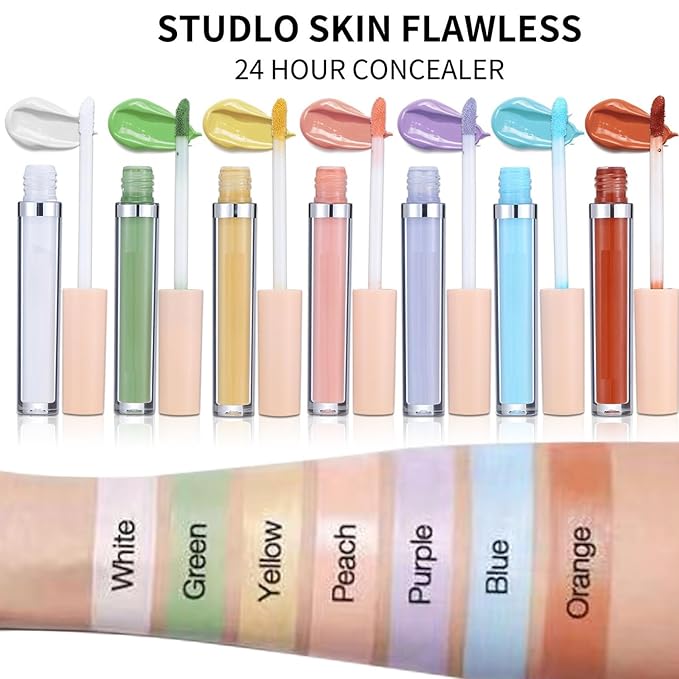 MAEPEOR Liquid Conceal Contour 7 Colors Cream Lightweight Liquid Concealer Contour Makeup for Concealing Blemishes, Brighten Dark Circles (Color 04 Peach)
