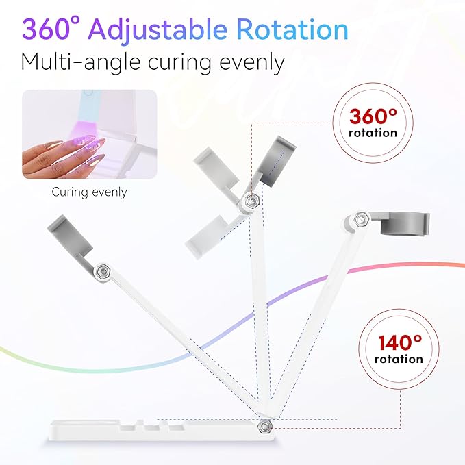 Makartt UV Nail Lamp Stand: Foldable, 360° Adjustable Rotation, Portable, Handsfree, Convenient for Gel Nails Polish Painting Home Salon Manicure