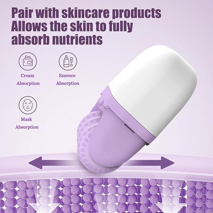 Ice Roller for Face Women - 2 in 1 Facial Ice Roller for Face & Eye Puffiness Relief, Gua Sha Facial Tools for Massage, Body Minor Cold Compress