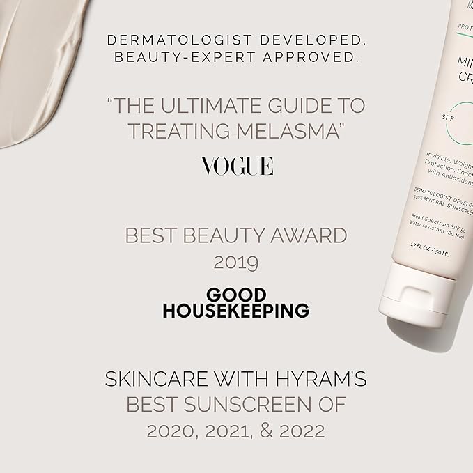 MDSolarSciences Mineral Crème Sunscreen SPF 50 | Water-Resistant, Broad Spectrum UV Protection | Zinc Oxide Formula with Antioxidants | No White Cast, Sheer Matte Finish for All Skin Types (3.4 Fl Oz)