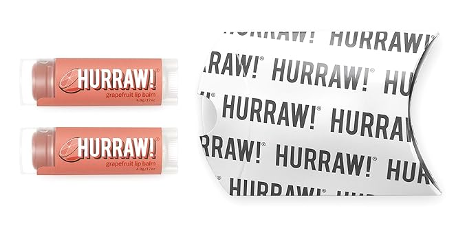 Hurraw! Grapefruit Lip Balm, 2 Pack: Organic, Certified Vegan, Cruelty and Gluten Free. Non-GMO, 100% Natural Ingredients. Bee, Shea, Soy and Palm Free. Made in USA