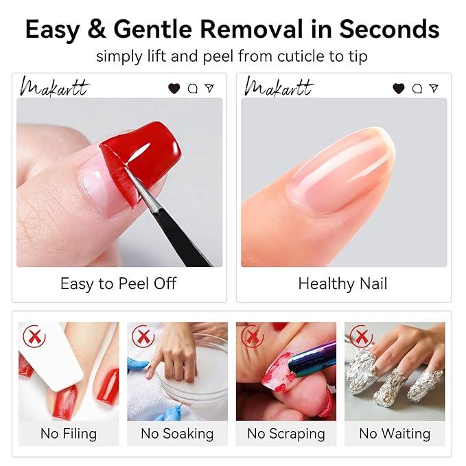 Makartt Peel Off Gel Base Coat: 15ML UV Peelable Base for Gel Nail Polish, Press-On, Nail Tips – Easy Removal, No Soak-Off, UV LED Lamp Required, for Beginners Thin Nails