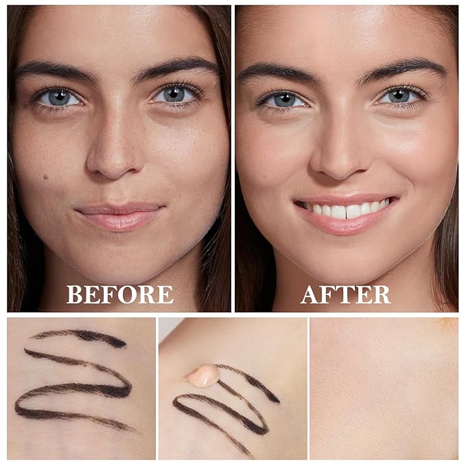 2pcs Liquid Concealer Set with Brush,Full Cover,Concealer Wand with Matte Finish,Corrects，Covers，Long Wear Up to 24hr