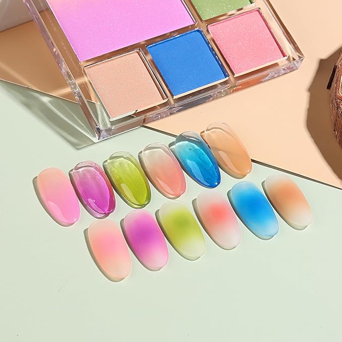 7 Colors Solid Fluorescent Neon Pigment Powder Set Gradient Iridescent Rainbow Palette Glitter Dust for Nail Art Gel Polish Mermaid Unicorn Rubbing Powder