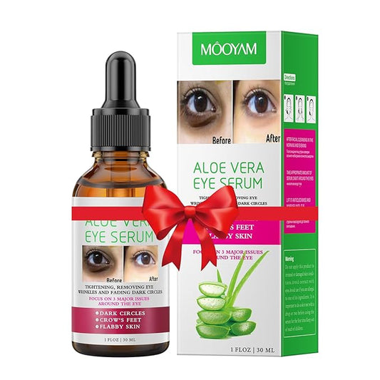 Aloe Vera Eye Serum Dark Circles Under Eye Treatment for Women to Reduce Appearance of Puffy Eyes Eye Bags Fine Lines and Wrinkles for All Skin Types, Beauty Skin Care Gift